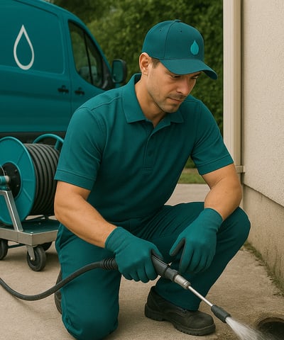 Technicien effectuant un débouchage de drain à Montréal