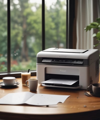 Various forms of blank stationery items are arranged, including a stack of business cards, an envelope, and sheets of paper, all placed on a neutral-colored surface.