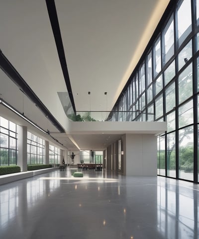 A construction scene with workers building a multi-story wooden structure. Two people are on the roof and another is on a lift, all actively engaged in the building process. The unfinished structure has exposed wooden frames and large window openings.