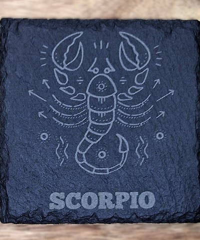 Scorpio engraved coaster