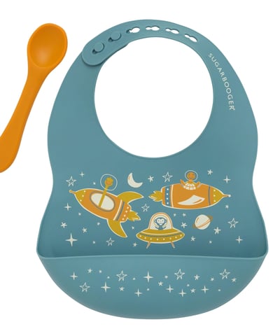 silicone bib and spoon feeding set for boys