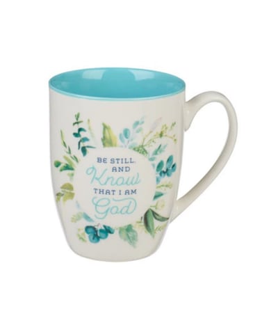 Blue Floral Mug with Bible Verse