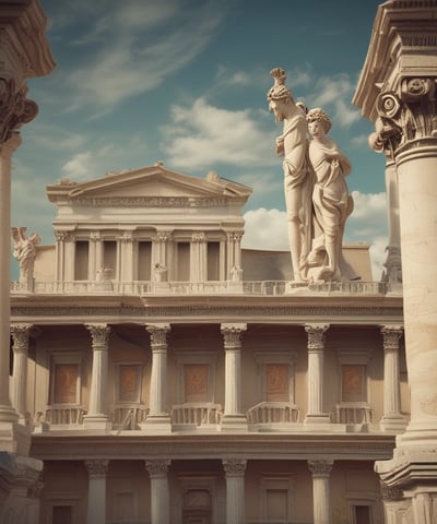 a statue of a woman holding a crown on top of a building