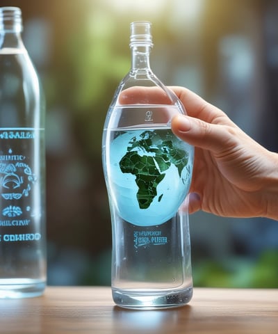 A clear glass filled with sparkling water is placed next to a blue and green can labeled 'tipsy PureTalus Hop Water' on a reflective table. In the background, there are additional glasses and a partially visible bottle, suggesting a setting of casual drinks.