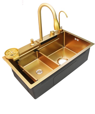 Golden color stainless steel handmade sink