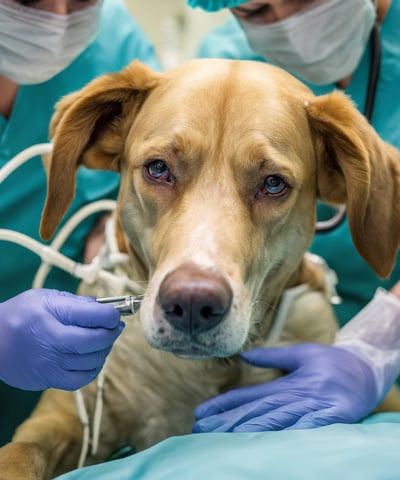 a person holding a dog