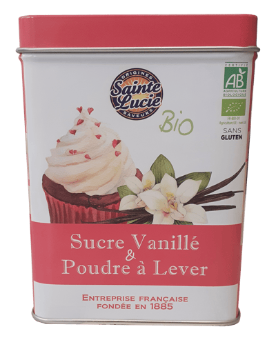 Boîte métallique collector pour des sucres et poudres à lever Sainte Lucie