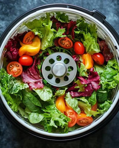 Salatschleuder um Gemüse nach dem Waschen zu trocknen