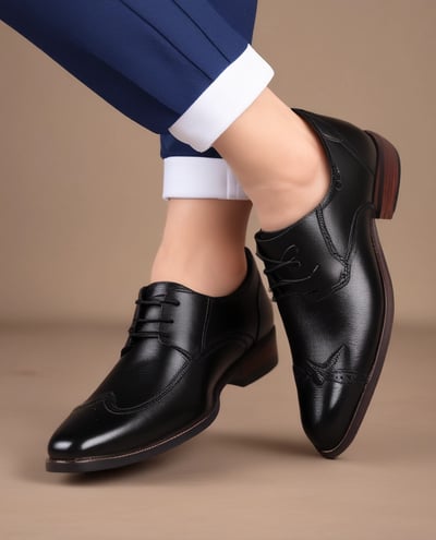 A pair of stylish athletic shoes in black, white, and red colors with distinctive branding. The shoes are positioned against a dark background, showcasing their sleek design and detailed craftsmanship.