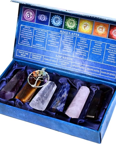 a box containing a variety of different types of chakra