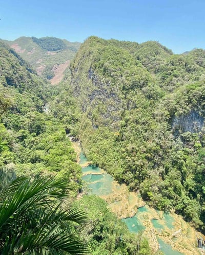 Natural landscape with the waterfalls of Semuc Champey, Guatemala.