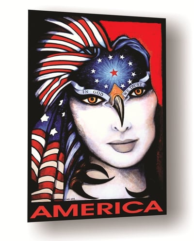 America The Great Eagle Animal Spirit Indian Flag