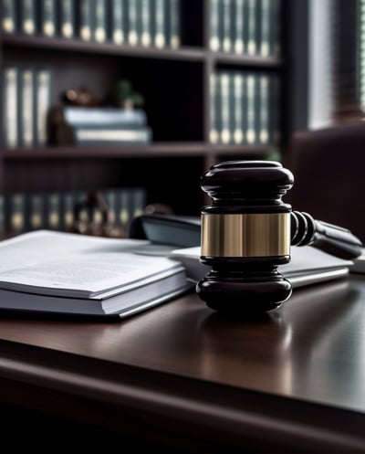 Pharmacovigilance compliance symbolized by a judge's gavel