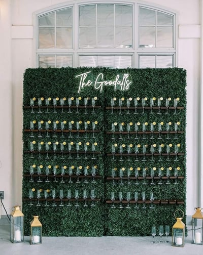 2 champagne walls at a wedding reception at the La Salle Banquet Center in Burlington