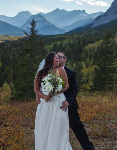 Bride and groom exited to elope in kananaskis village