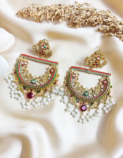 multi colour earrings with pearls