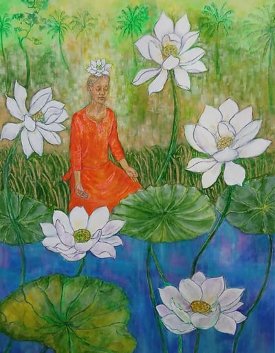 The Sahasrara Chakra is blooming as the meditator achieves union with God