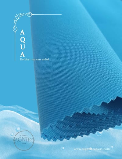 Contoh kain kanvas polyester SIGNIFO warna Aqua.