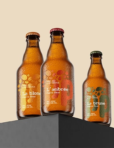 Design des bouteilles de bières de Pierre Pinte