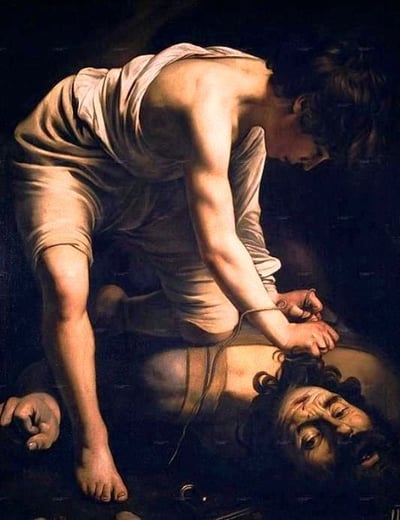 Caravaggio (b,1571)- David & Goliath' Head, II