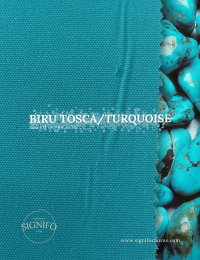 Contoh kain kanvas polyester SIGNIFO warna Biru Tosca.