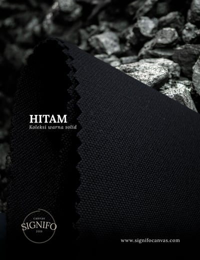 Contoh kain kanvas polyester SIGNIFO warna Hitam.