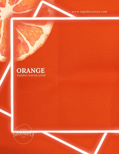 Contoh kain kanvas polyester SIGNIFO warna Orange.
