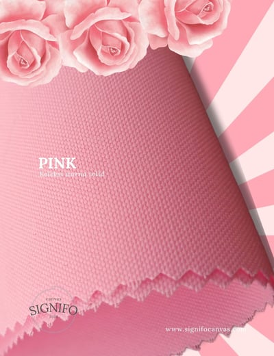 Contoh kain kanvas polyester SIGNIFO warna Pink.