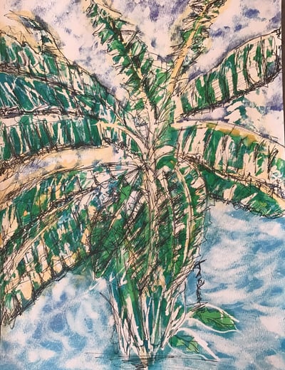 "Nada como un poco de paz tropical". Obra alegre con toques de color y frescura.