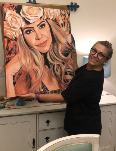 Artista plástico Sérgio Astral, pintando um quadro