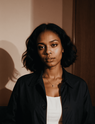 a woman in a black shirt and white shirt