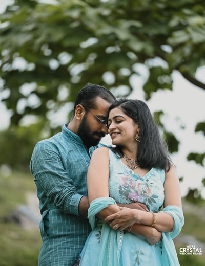 Bride and groom on pre wedding photography in kerala