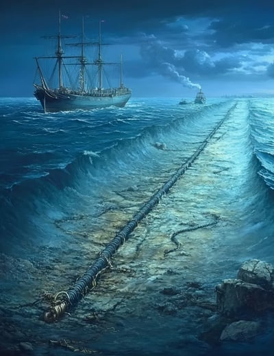 a painting of a shipwracker in the ocean