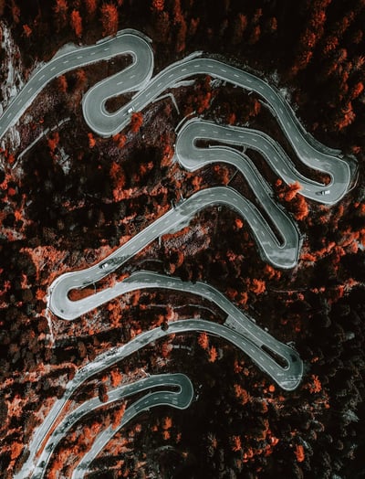 a winding road with a winding road