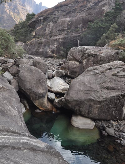 Tugela gorge walk and Policemans Helmet, Thendele Upper Camp, Drakensberg Amphitheatre, South Africa