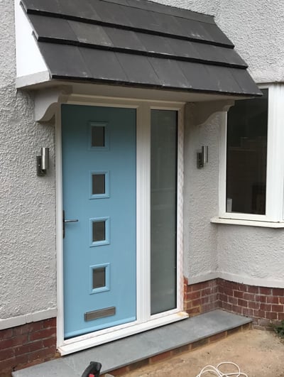 Duck Egg Blue Composite Front Door with Side Panel fitted In Bitterne, Southampton