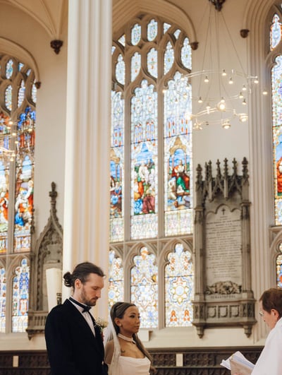 groom and bride in a wedding ceremony church