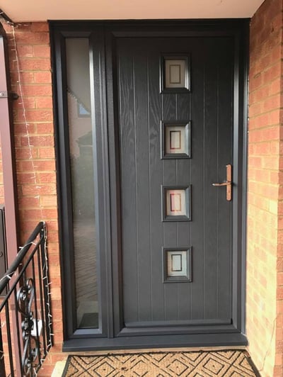 Ral 7016 composite door with side panel and enfield glass fitted in Southampton