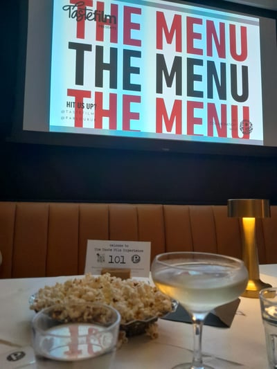 Watching The Menu at a restaurant cinema