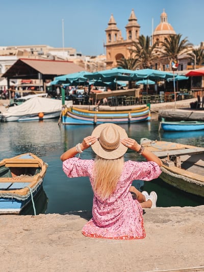 iconic marsaxlokk view with church