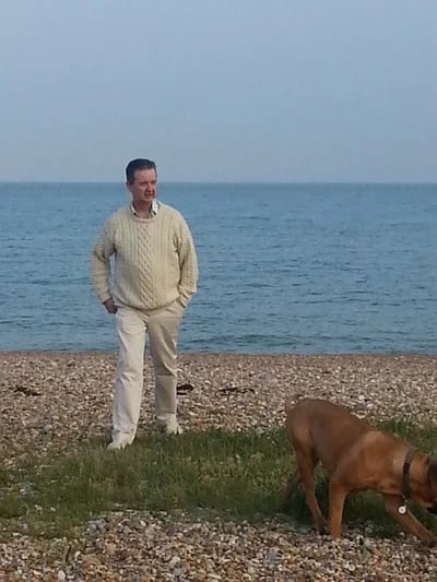 Bruce Clifton 2010 walking the beach with my dog in Brighton, UK