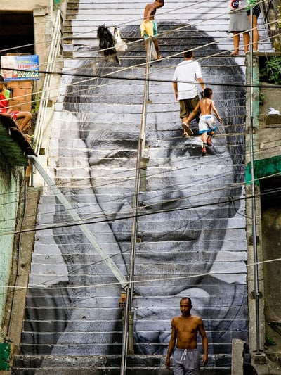 intervenção artística, artista Jr, no Rio de Janeiro