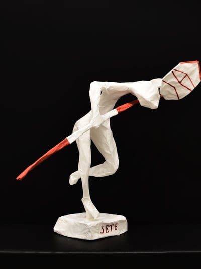 jouteur Sète sculpture papier