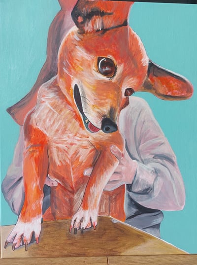 A painting of a dog, pet portrait