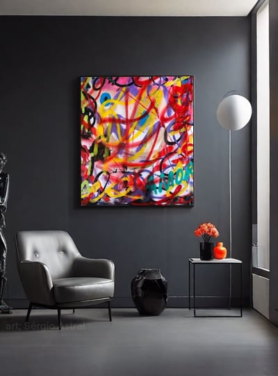 Uma obra de arte moderna com texturas e relevos