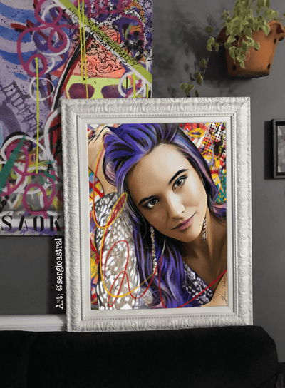 Quadro personalizado com uma explosão de cores e elementos da cultura POP