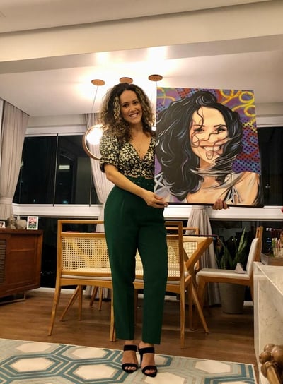"Detalhes cativantes e estilo moderno em uma pintura em POP-ART personalizada."