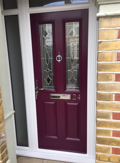 Purple coloured composite front door - a bespoke shade