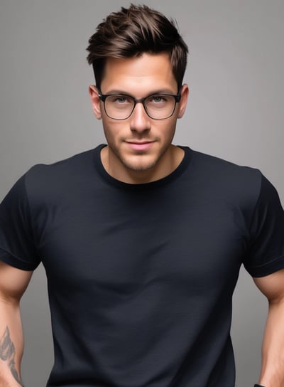 The image features an open laptop displaying an online shopping website. The screen shows various t-shirts with artistic designs, priced in euros. The setting appears to be in a cafe or a relaxed workspace, with blurred figures and warm lighting in the background.