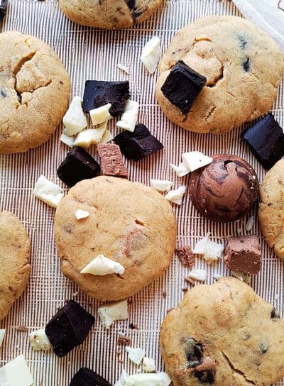 Choco Overload cookie styled with chocolate chunks